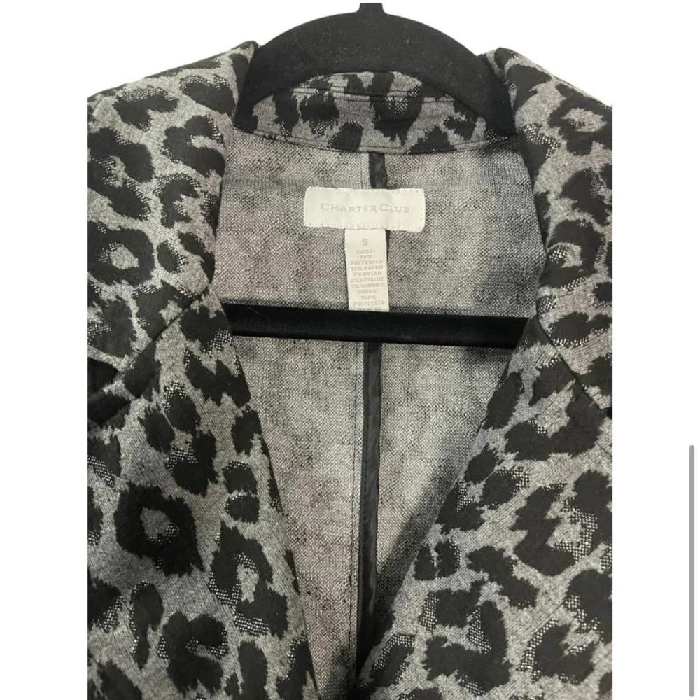 Charter Club 2 Piece Blazer/Skirt Set Black Animal Print Size Small/4